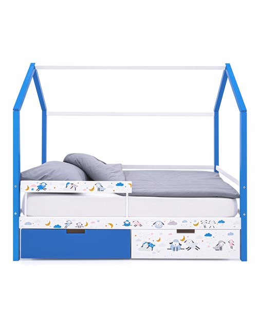 Детская кровать-домик Svogen бело-синий "барашки" - фото 27503