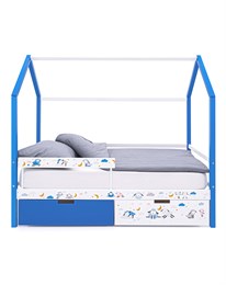Детская кровать-домик Svogen бело-синий "барашки"